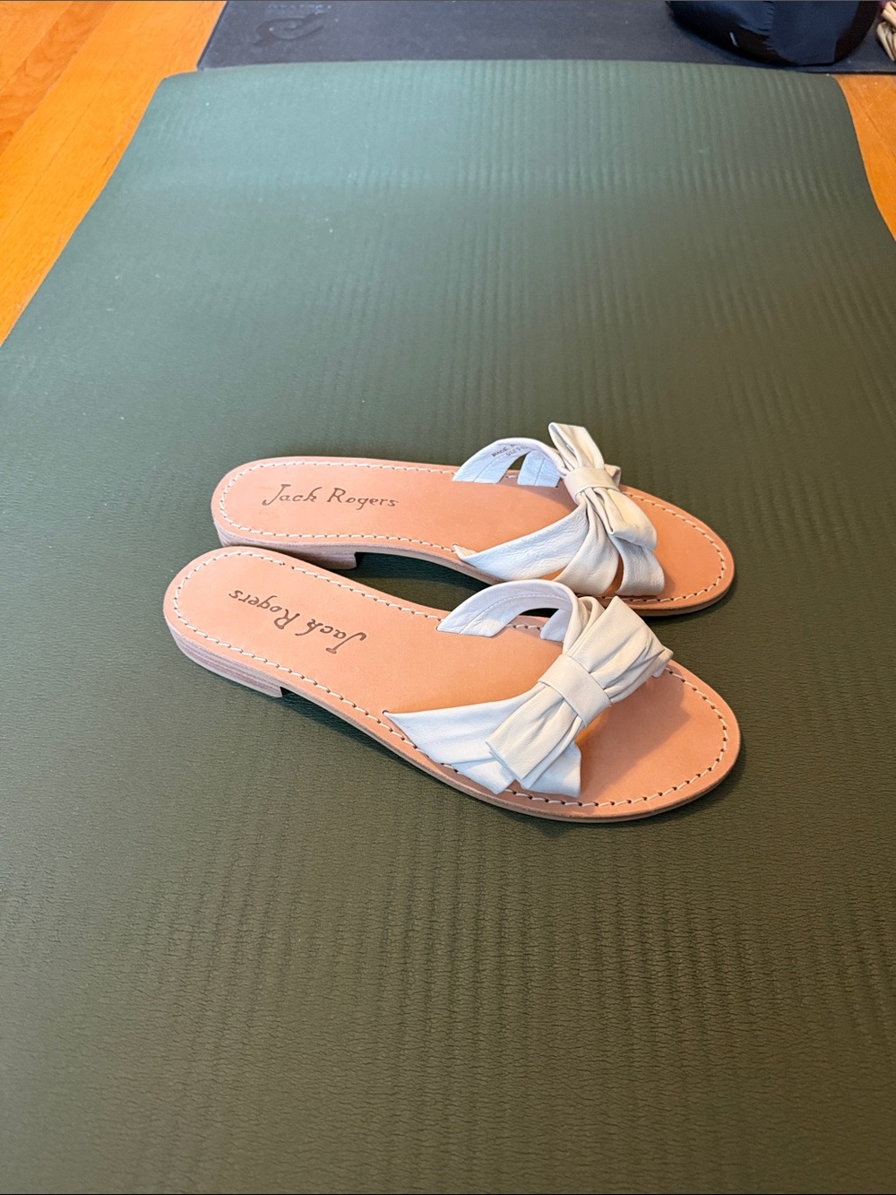 Jack Rogers White Knotted Slide Sandals
